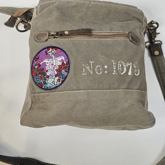 Vtg Y2K Double Star Grateful Dead Patch Sustainable Canvas Bag Crossbody Purse - Picture 4 of 9